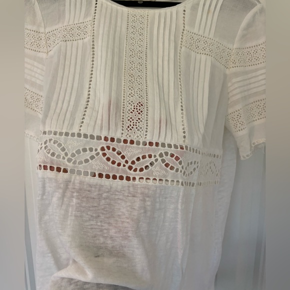 Rebecca Taylor White Pleated Eyelet Blouse - Picture 4 of 7